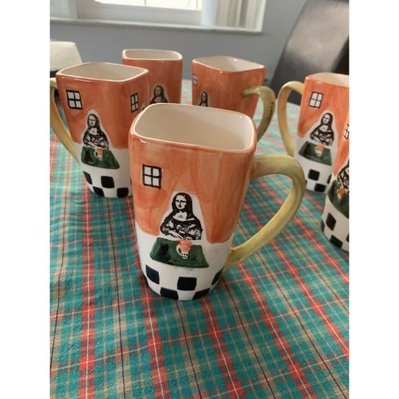 Vintage Set of 6 Frangelico Coffee MonaLisa Tea  Coffee Ceramic Mugs. - Picture 3 of 7